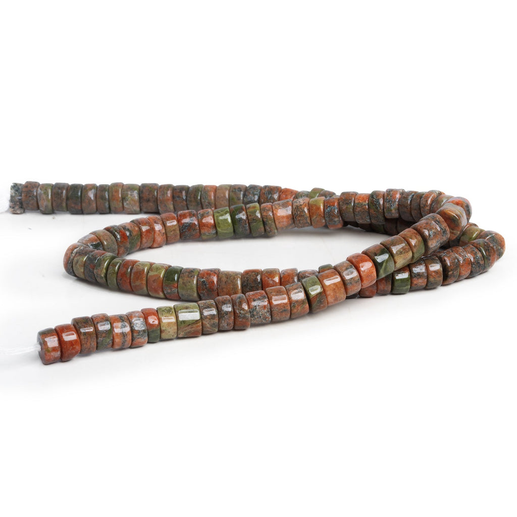 6.5 - 8mm Unakite Plain Heishis 14 inch 90 beads - The Bead Traders