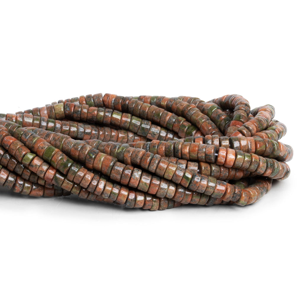 6.5 - 8mm Unakite Plain Heishis 14 inch 90 beads - The Bead Traders