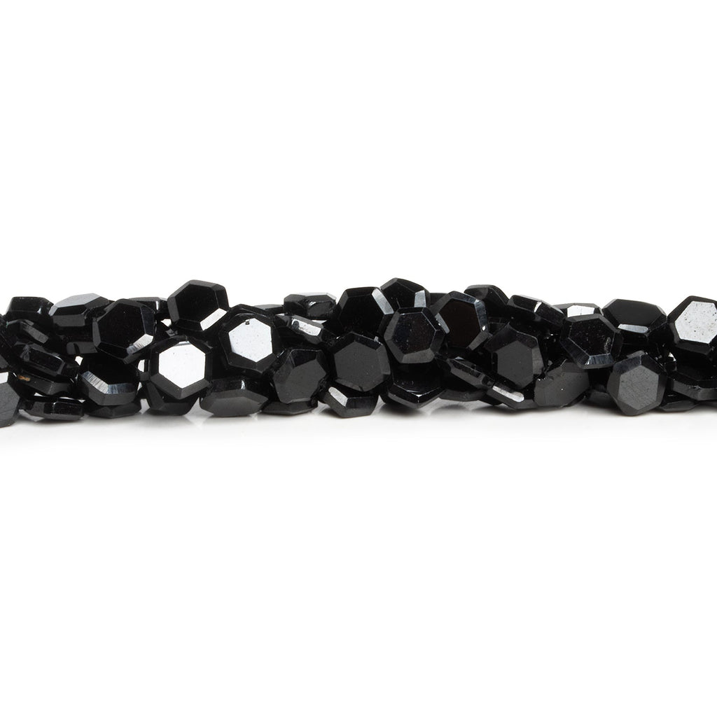 6.5mm Black Spinel Pavillion - Cut Hexagons 12 inch 50 beads - The Bead Traders