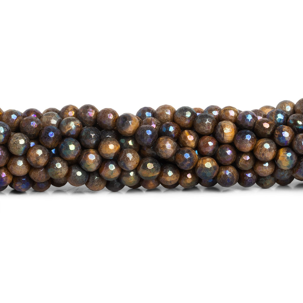 6.5mm Mystic Tiger's Eye Faceted Rounds 15 inch 60 beads - The Bead Traders