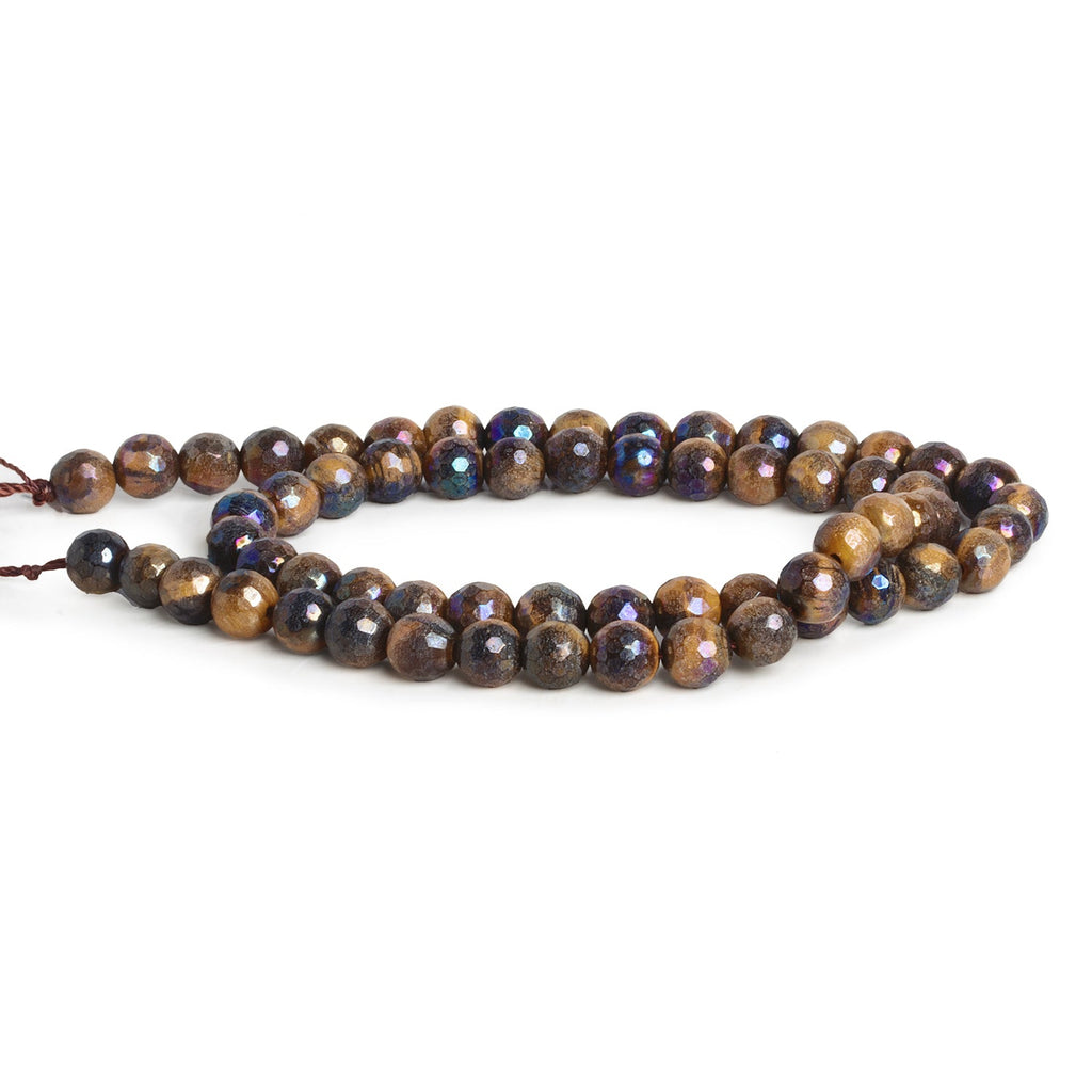 6.5mm Mystic Tiger's Eye Faceted Rounds 15 inch 60 beads - The Bead Traders