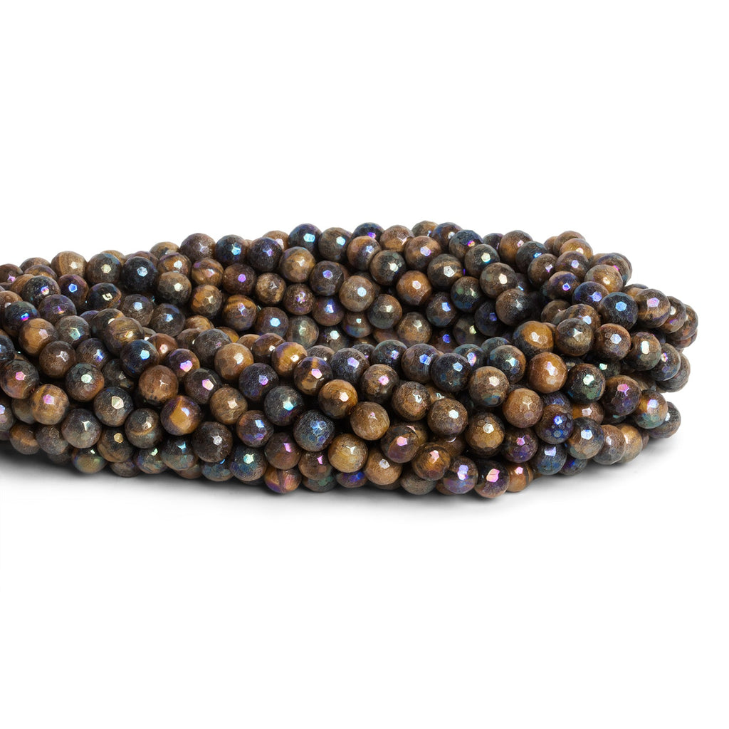 6.5mm Mystic Tiger's Eye Faceted Rounds 15 inch 60 beads - The Bead Traders