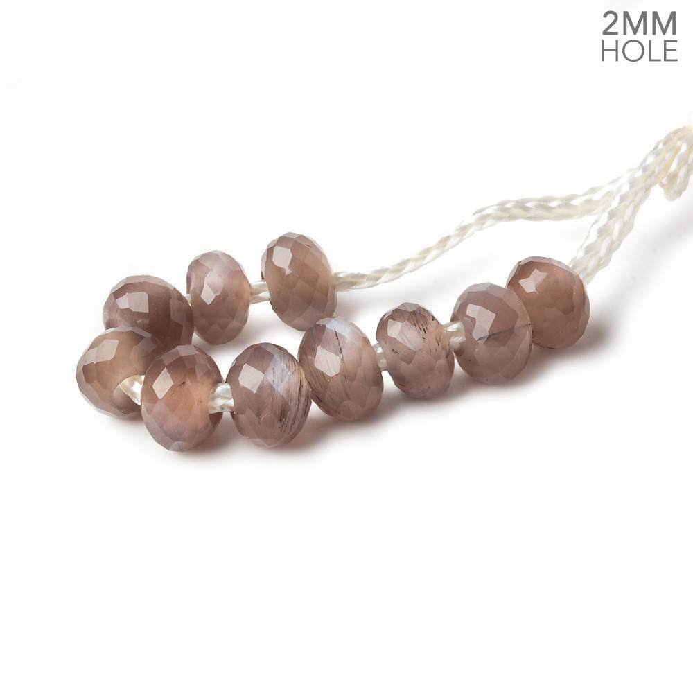 6mm Large Hole Chocolate Moonstone Faceted Rondelles 10 Beads - The Bead Traders