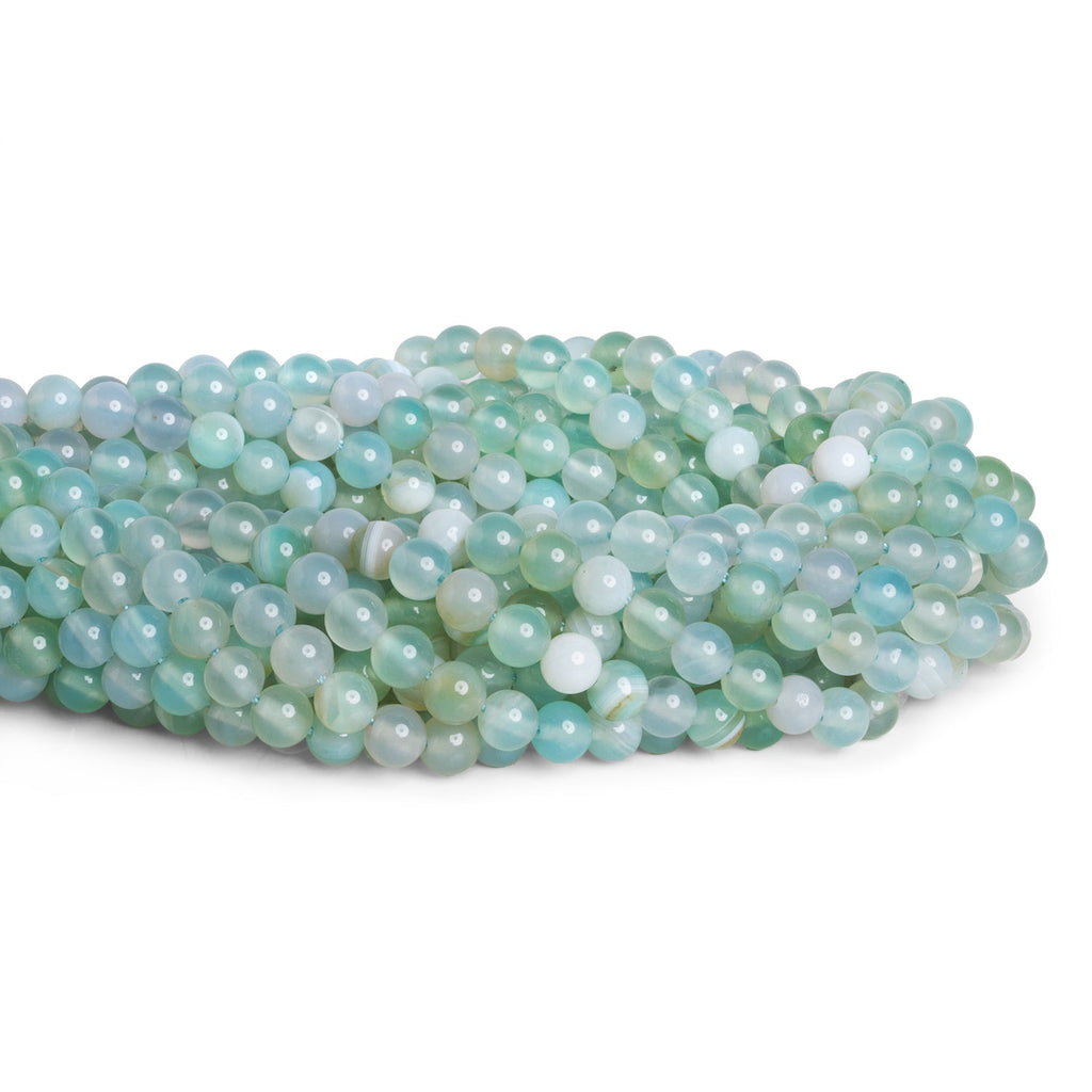 6mm Light Blue Agate Plain Rounds 15 inch 60 beads - The Bead Traders