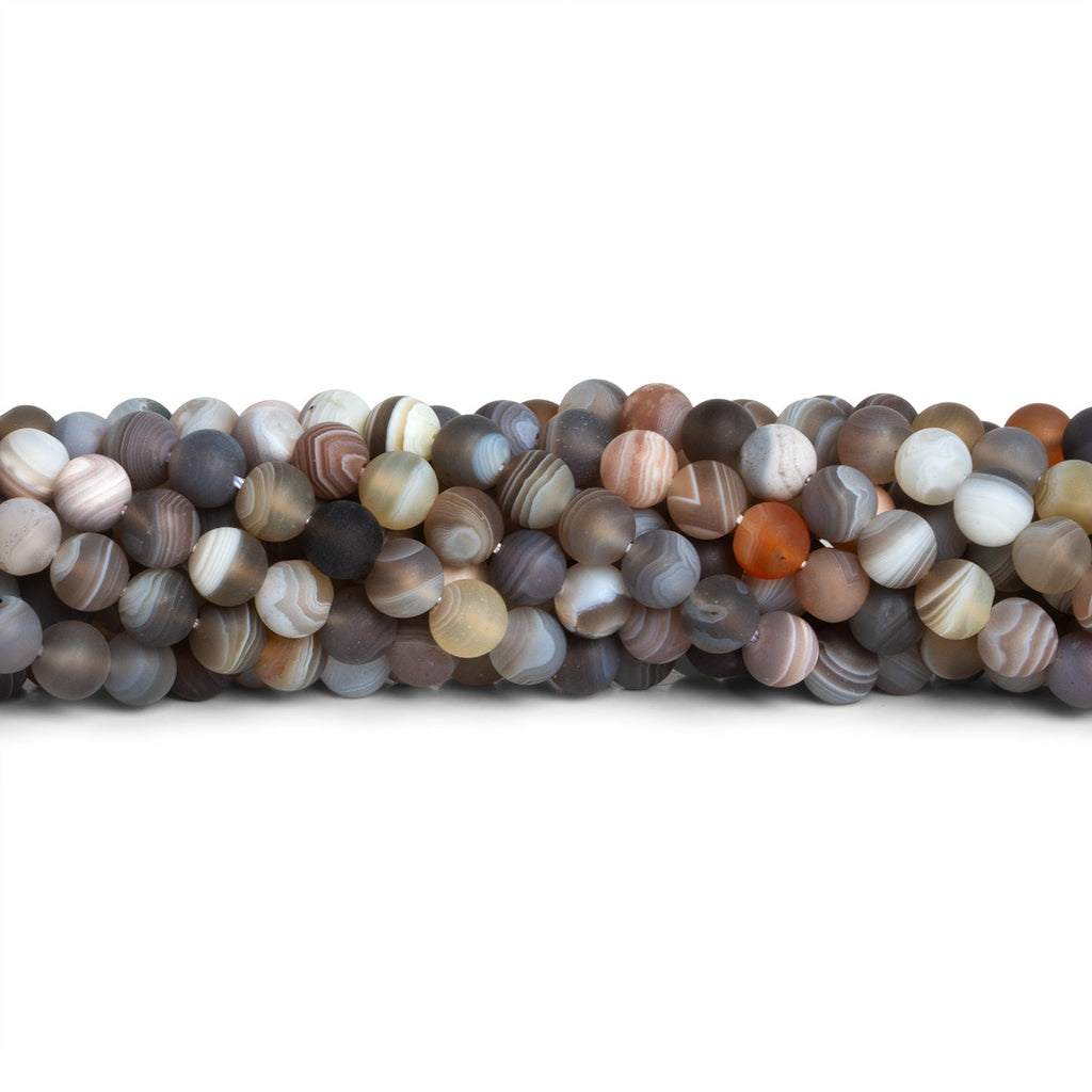 6mm Matte Botswana Agate Plain Rounds 14 inch 65 beads - The Bead Traders