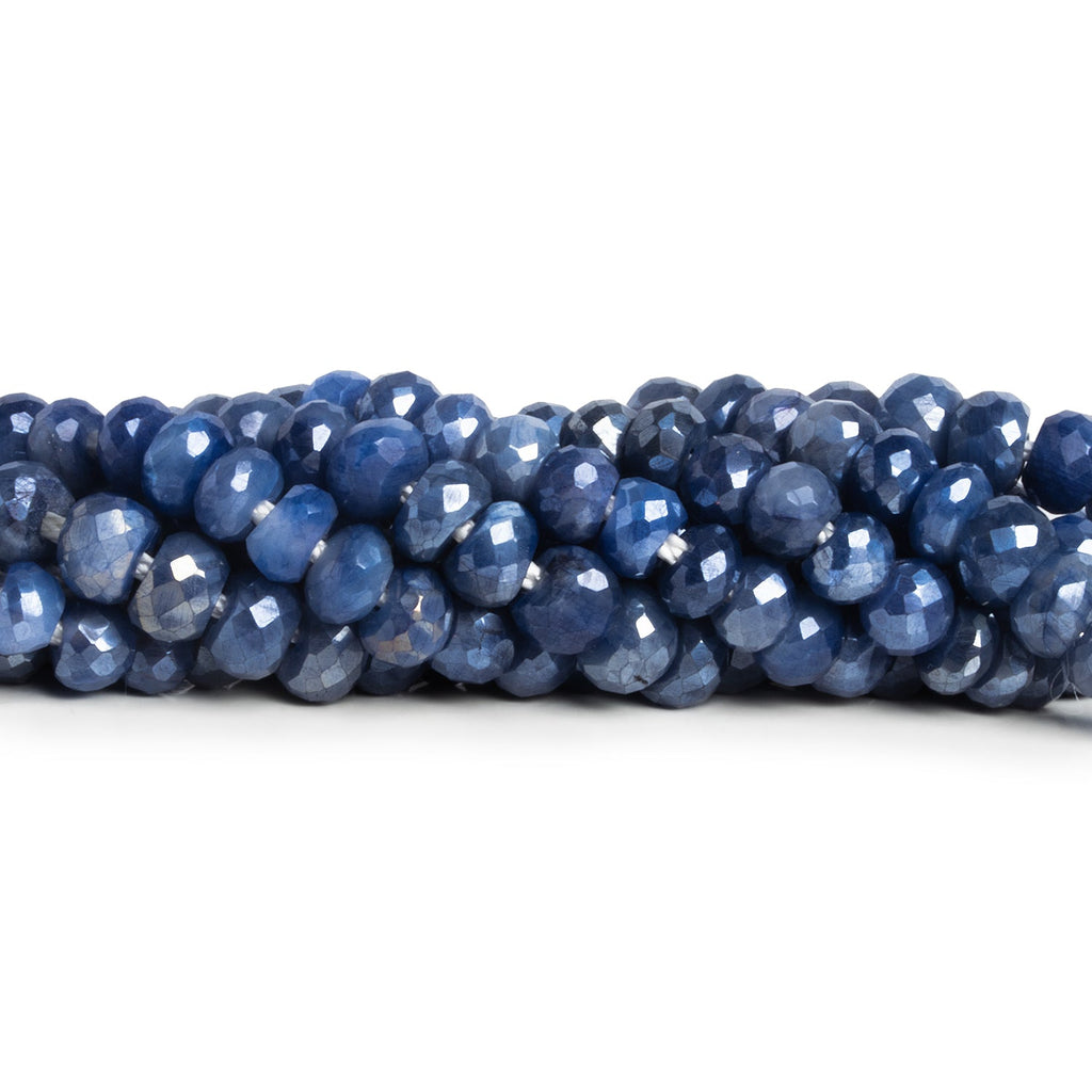 6mm Mystic Blue Moonstone Faceted Rondelles 8 inch 45 beads - The Bead Traders