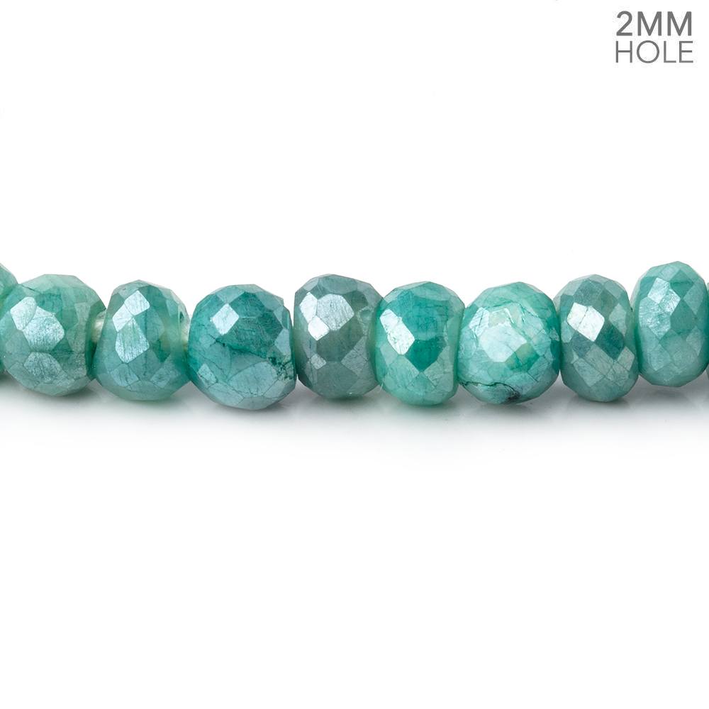 6mm Mystic Green Moonstone 2mm Large Hole Rondelles 8 inch 48 Beads - The Bead Traders