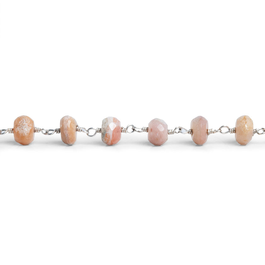 6mm Pink Peruvian Opal Silver Chain 31 beads – The Bead Traders