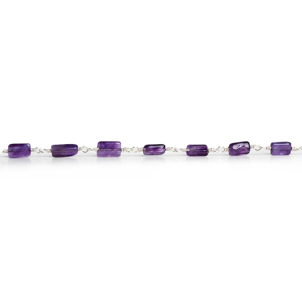 6x4mm Amethyst Rectangle Silver Chain 24 beads - The Bead Traders