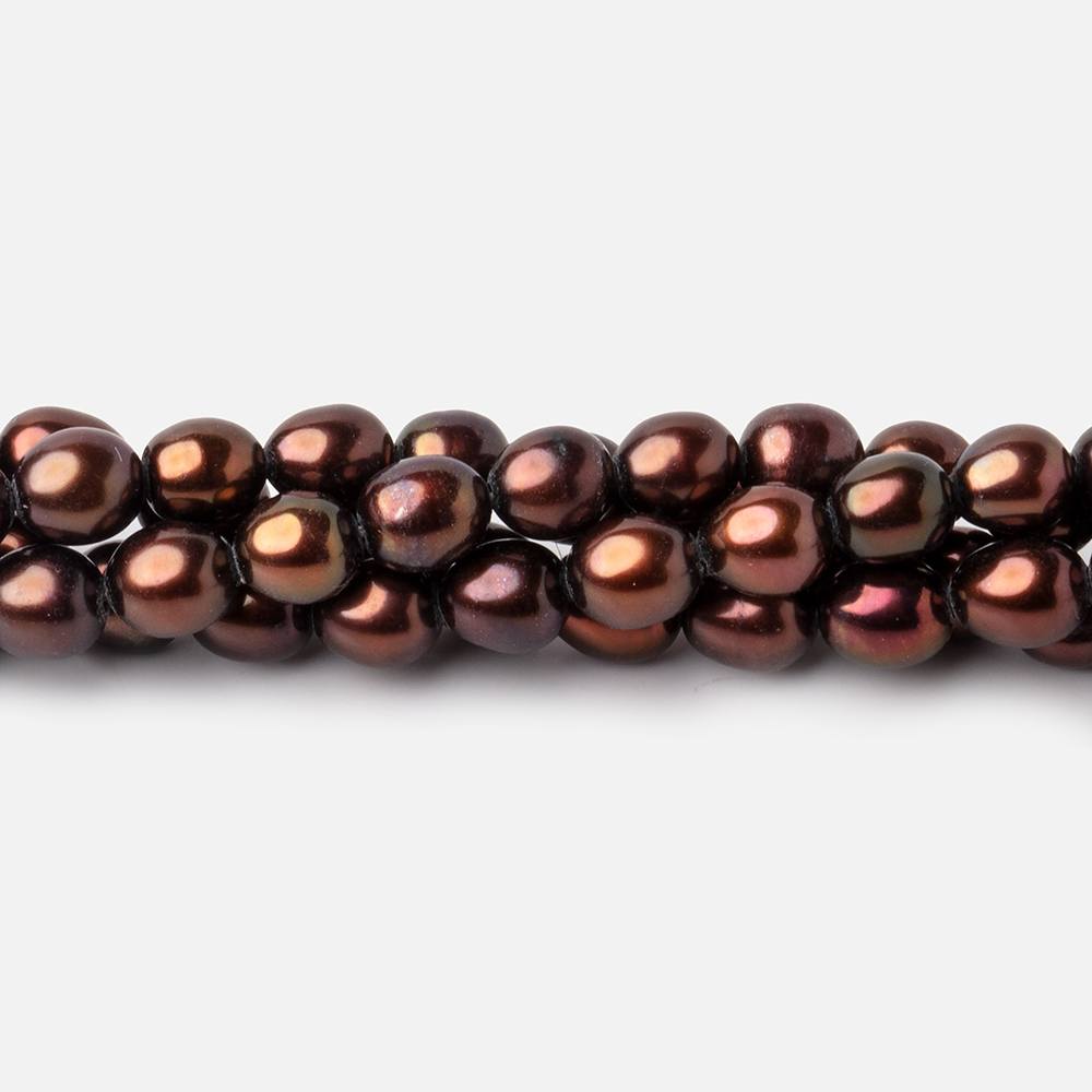 6x4mm Chocolate Straight Drilled Oval Pearls 15 inch 66 beads - The Bead Traders