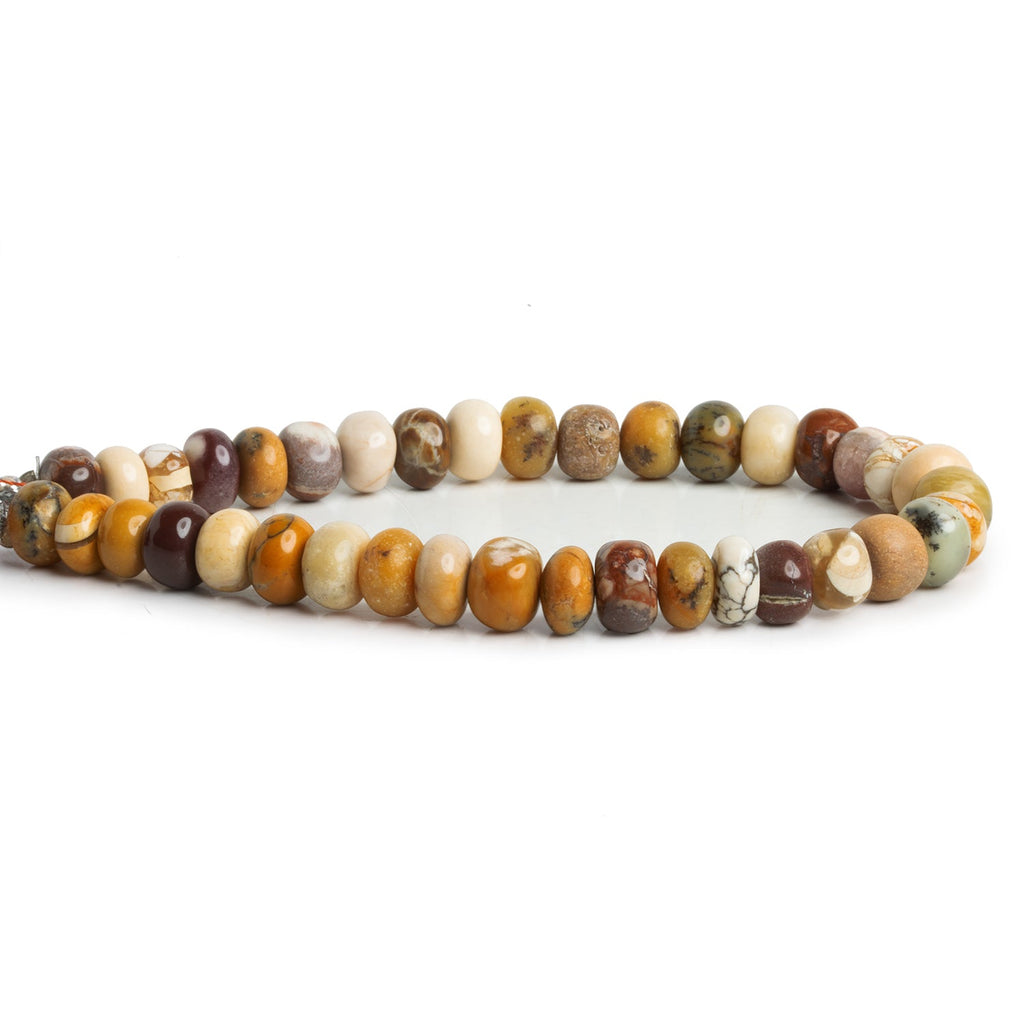 7 - 10mm Tree Jasper Plain Rondelles 7.5 inch 31 beads - The Bead Traders