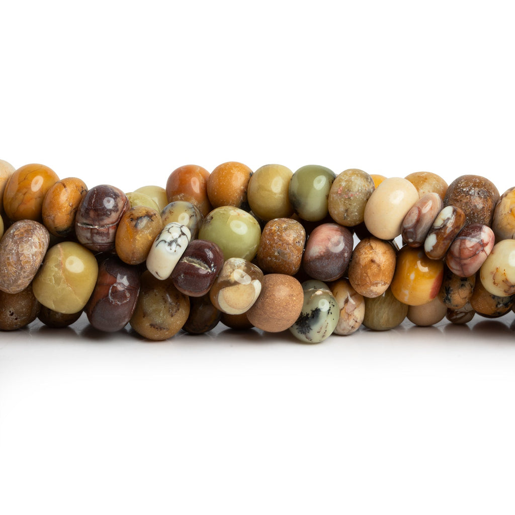 7 - 10mm Tree Jasper Plain Rondelles 7.5 inch 31 beads - The Bead Traders