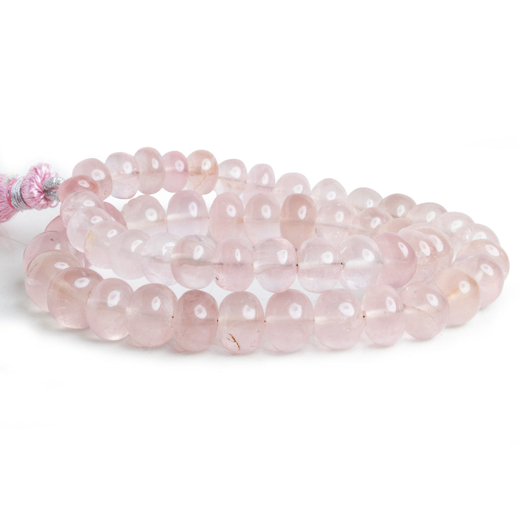 7 - 11mm Rose Quartz Plain Rondelles 14 inch 50 beads - The Bead Traders