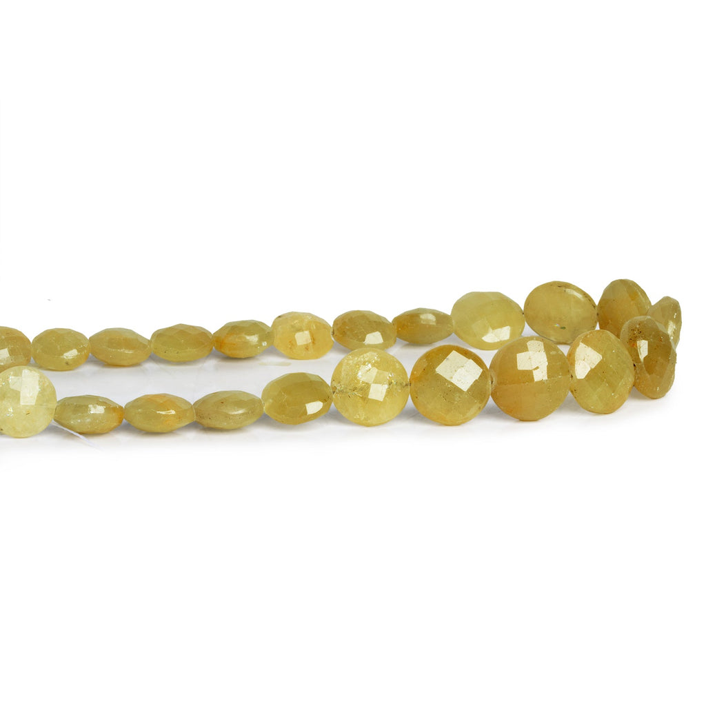 7 - 11mm Yellow Sapphire Faceted Coins 8 inch 21 beads - The Bead Traders