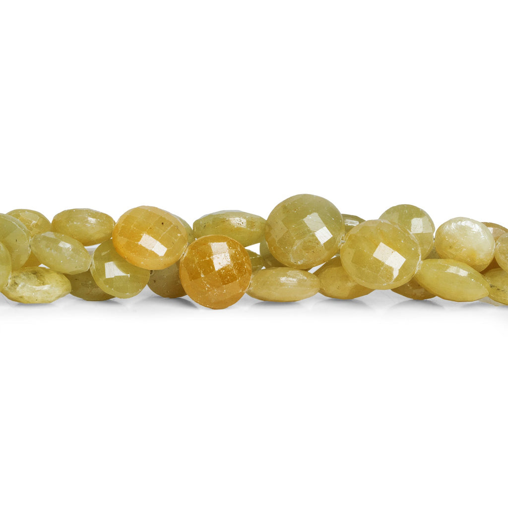 7 - 11mm Yellow Sapphire Faceted Coins 8 inch 21 beads - The Bead Traders