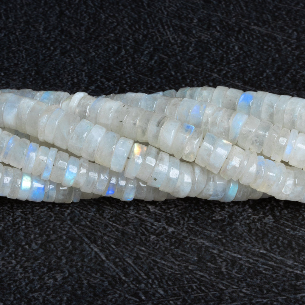 7 - 13mm Rainbow Moonstone Plain Heishis 16 inch 130 beads - The Bead Traders