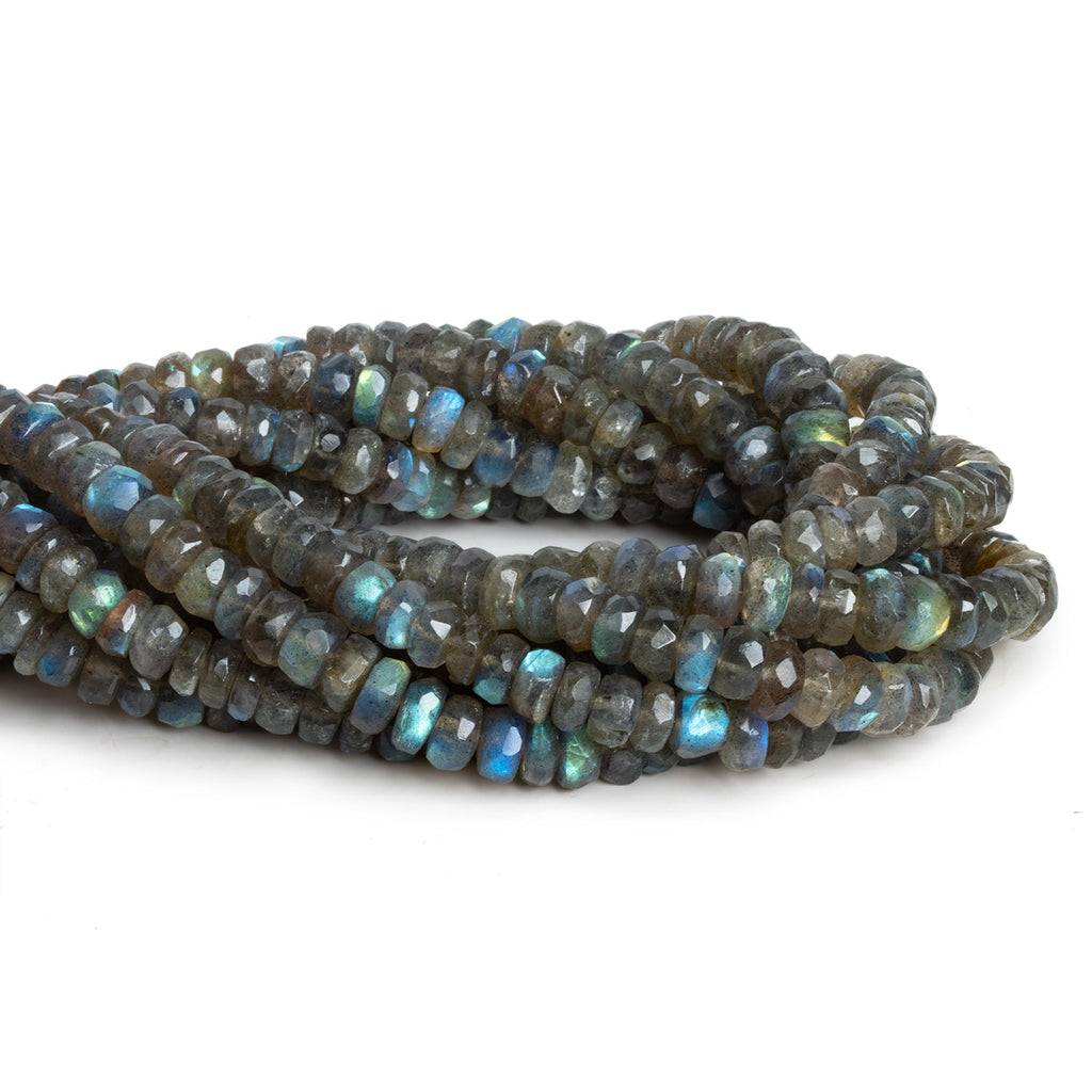 7 - 7.5mm Labradorite Faceted Rondelles 12 inch 80 beads - The Bead Traders