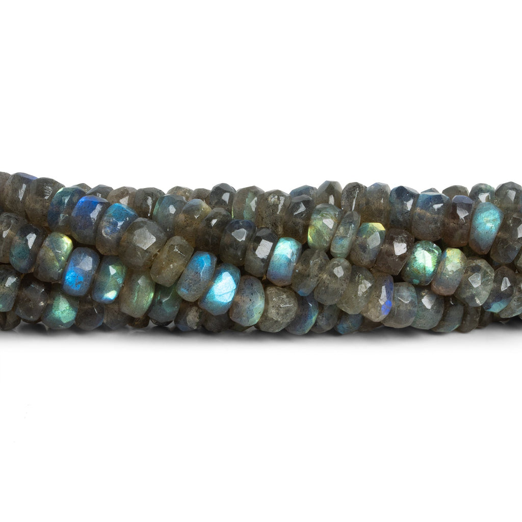 7 - 7.5mm Labradorite Faceted Rondelles 12 inch 80 beads - The Bead Traders