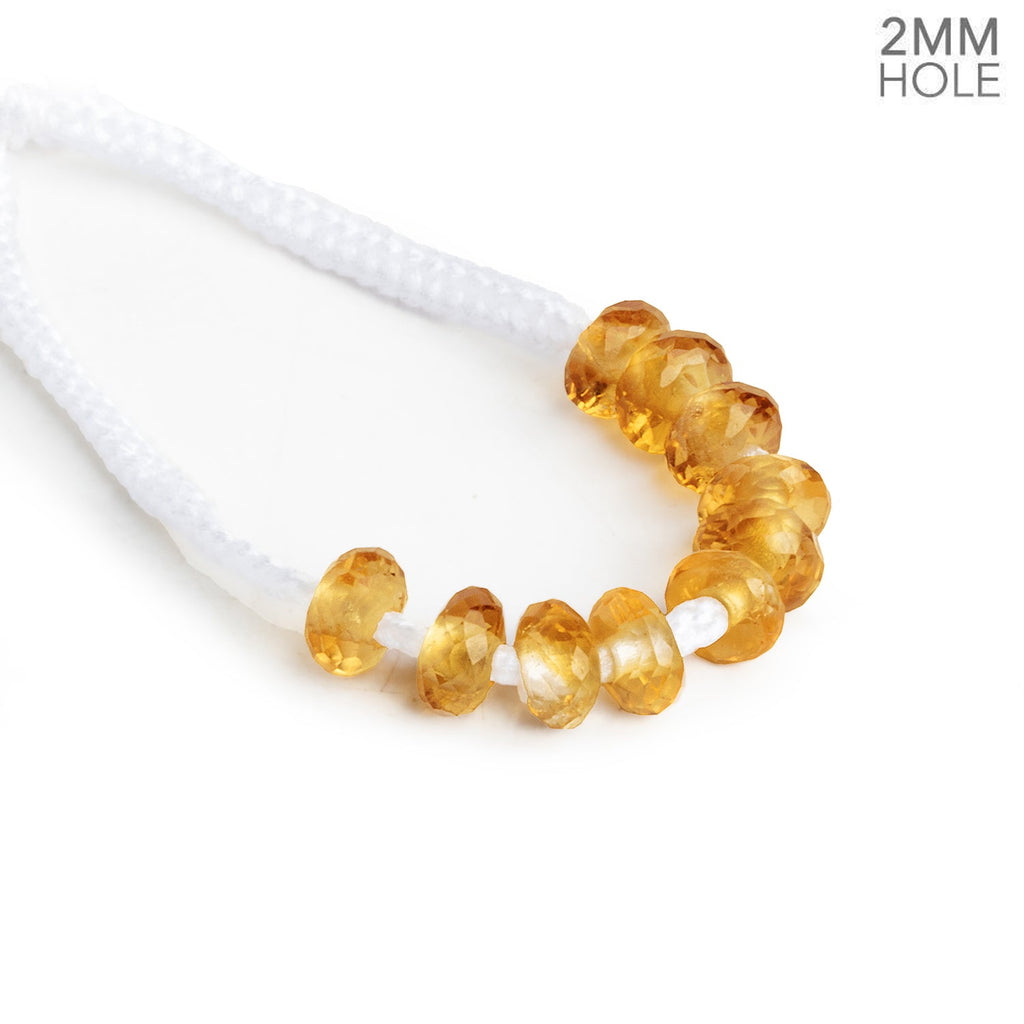 7 - 8mm Citrine 2mm Large Hole Rondelles 10 Beads AA Grade - The Bead Traders