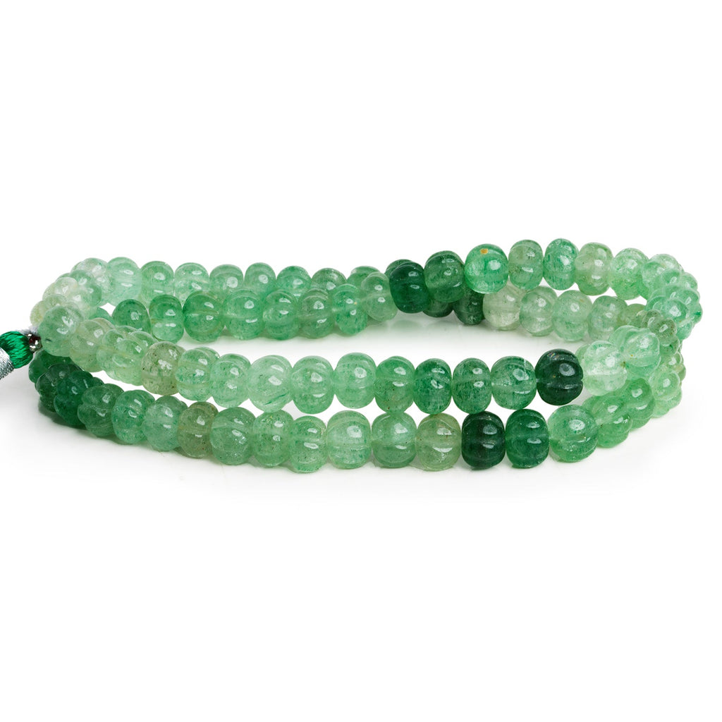 7 - 8mm Green Aventurine Carved Melons 18 inch 78 beads - The Bead Traders