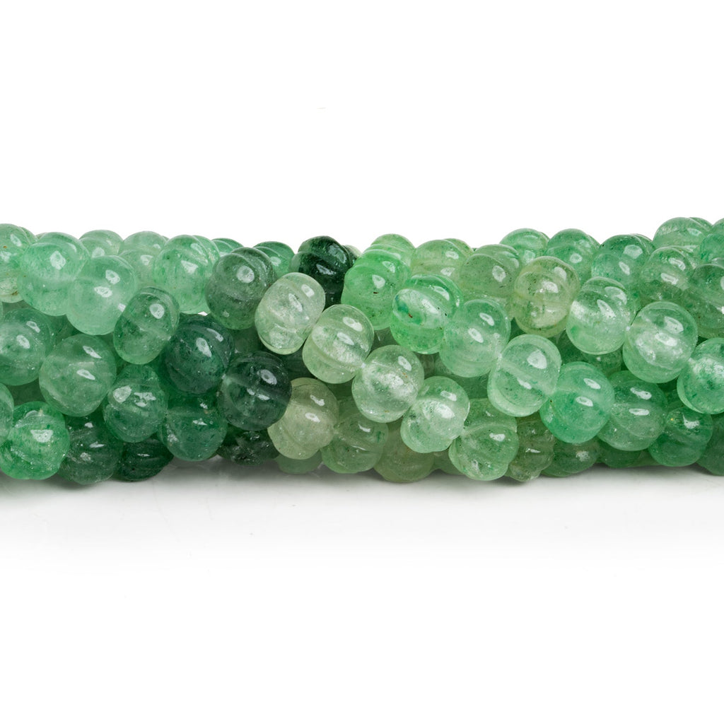 7 - 8mm Green Aventurine Carved Melons 18 inch 78 beads - The Bead Traders