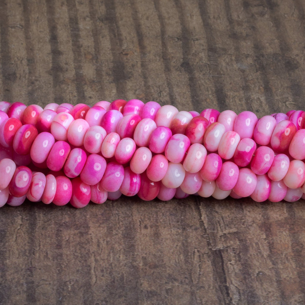 7 - 8mm Pink Opal Plain Rondelles 16 inch 77 beads - The Bead Traders