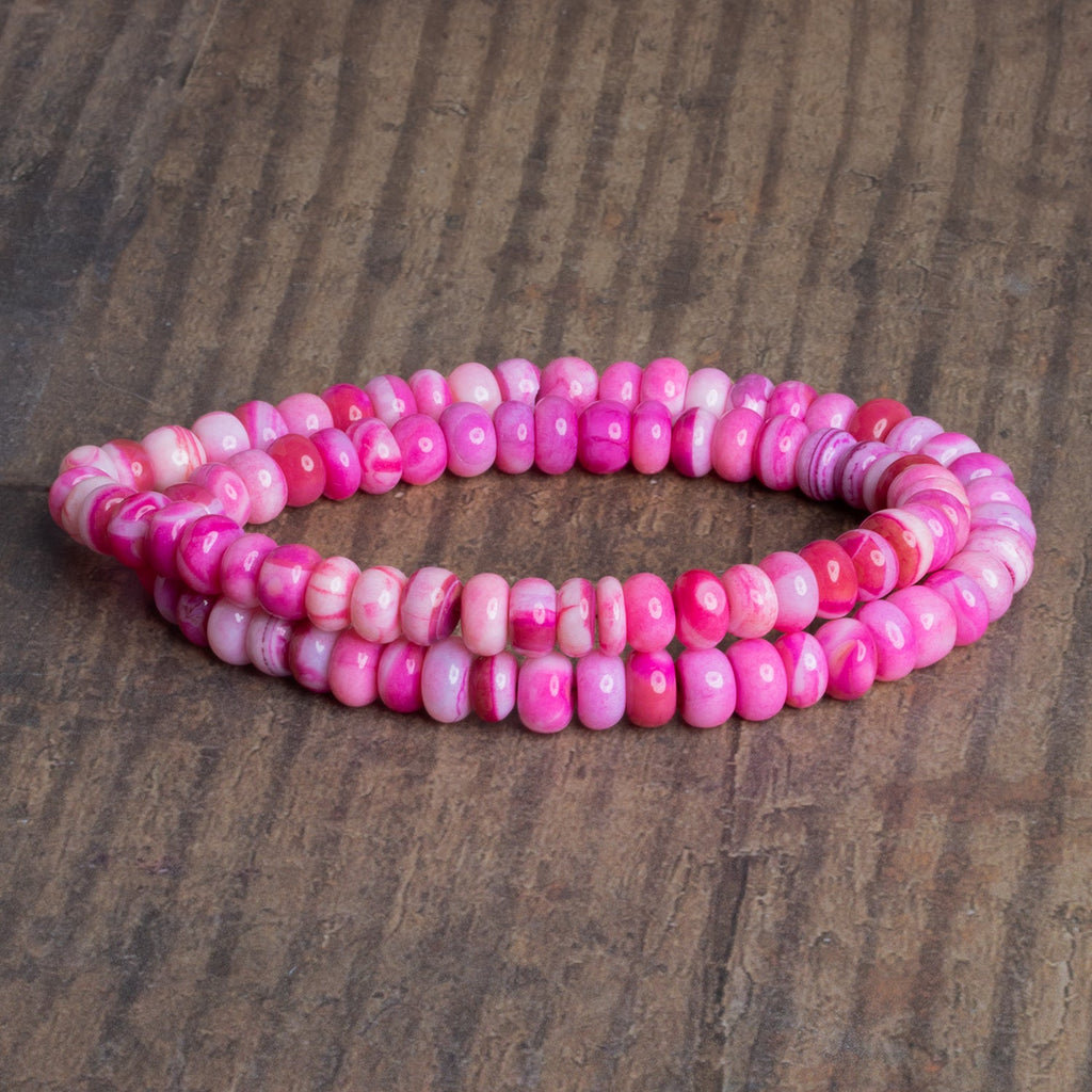 7 - 8mm Pink Opal Plain Rondelles 16 inch 77 beads - The Bead Traders