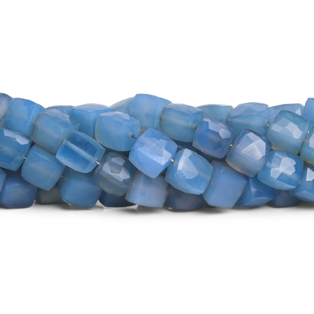 7 - 9mm Blue Chalcedony Faceted Cubes 7.5 inch 23 beads - The Bead Traders