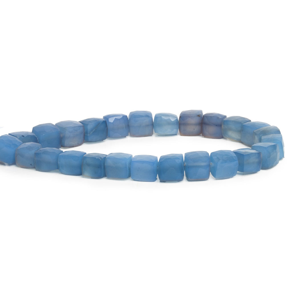 7 - 9mm Blue Chalcedony Faceted Cubes 7.5 inch 23 beads - The Bead Traders