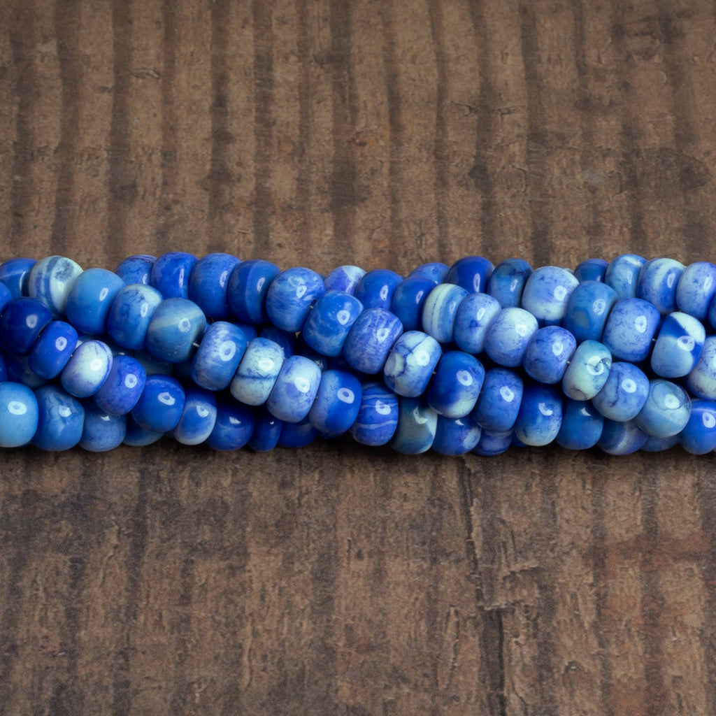 7 - 9mm Blue Opal Plain Rondelles 16 inch 68 beads - The Bead Traders