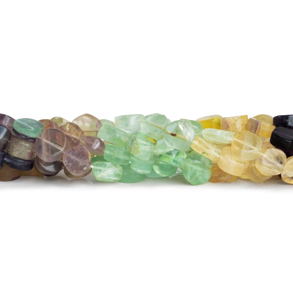 7 - 9mm Multicolor Fluorite Handcut Coins 12 inch 41 beads - The Bead Traders