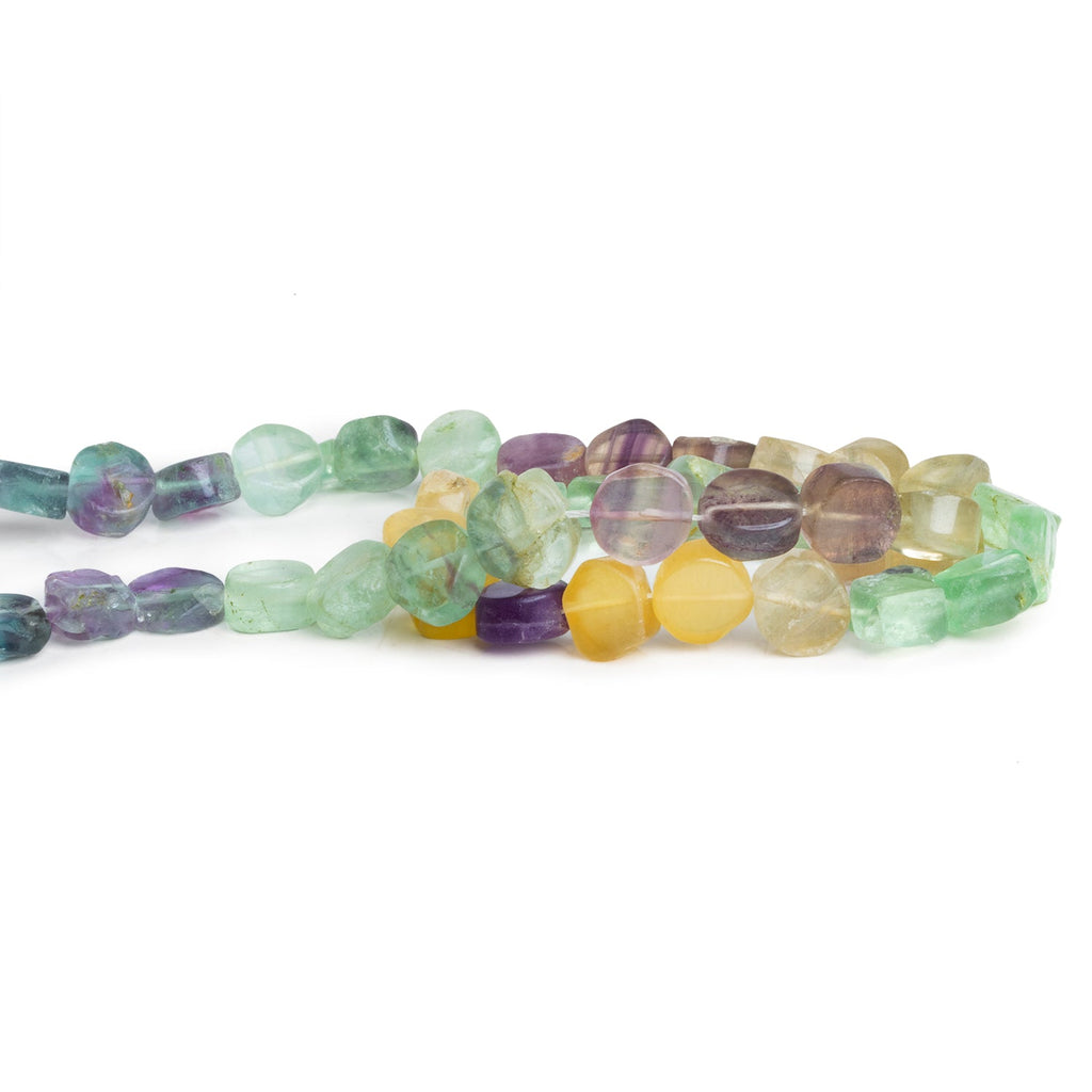 7 - 9mm Multicolor Fluorite Handcut Coins 12 inch 41 beads - The Bead Traders