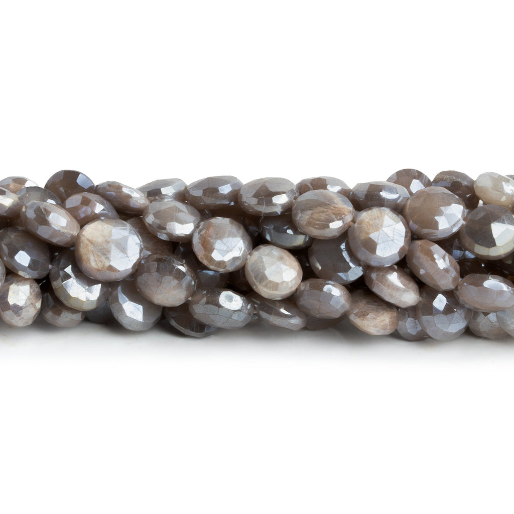 7 - 9mm Mystic Chocolate Moonstone Faceted Coins 14 inch 41 beads - The Bead Traders