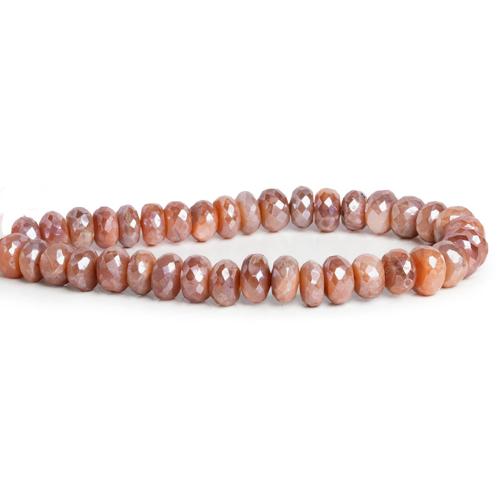 7 - 9mm Mystic Peach Moonstone Faceted Rondelles 8 inch 36 beads - The Bead Traders