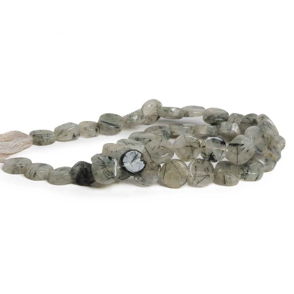 7 - 9mm Tourmalinated Quartz Plain Coins 12 inch 38 beads - The Bead Traders