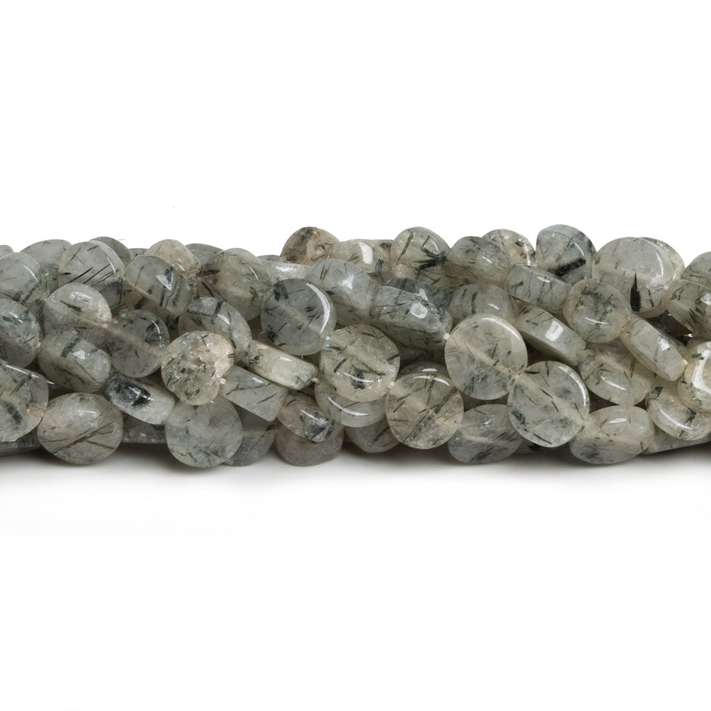 7 - 9mm Tourmalinated Quartz Plain Coins 12 inch 38 beads - The Bead Traders