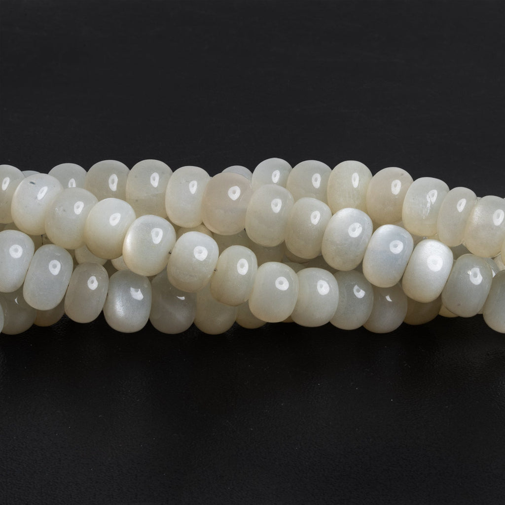 7 - 9mm White Moonstone Plain Rondelles 16 inch 68 beads - The Bead Traders