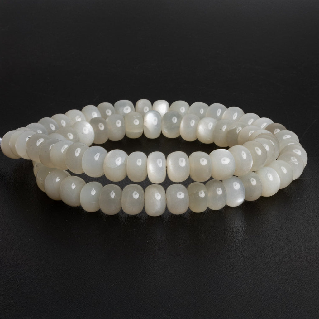 7 - 9mm White Moonstone Plain Rondelles 16 inch 68 beads - The Bead Traders