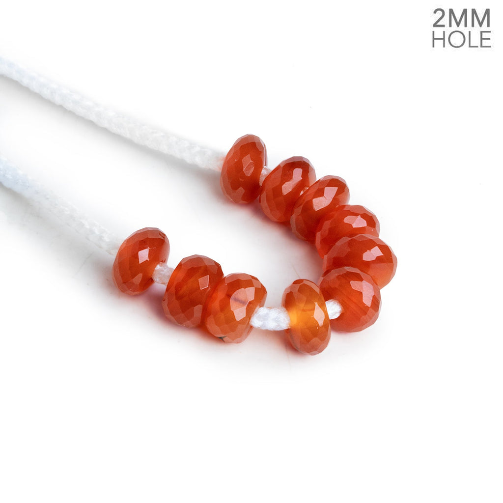 7.5 - 8.5mm Carnelian 2mm Large Hole Rondelles 10 Beads - The Bead Traders