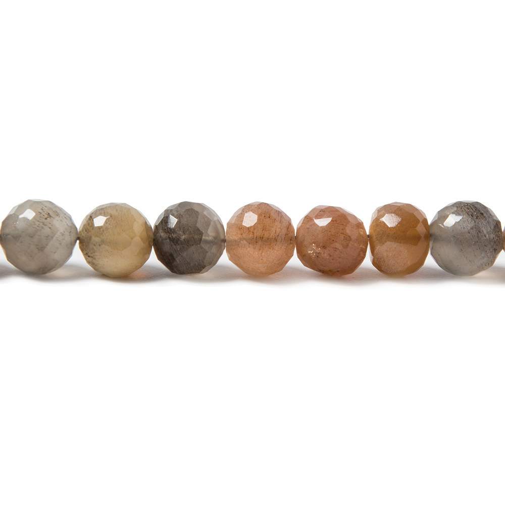 7.5 - 8mm Sunstone and Moonstone faceted rounds 8.5 inch 27 beads - The Bead Traders