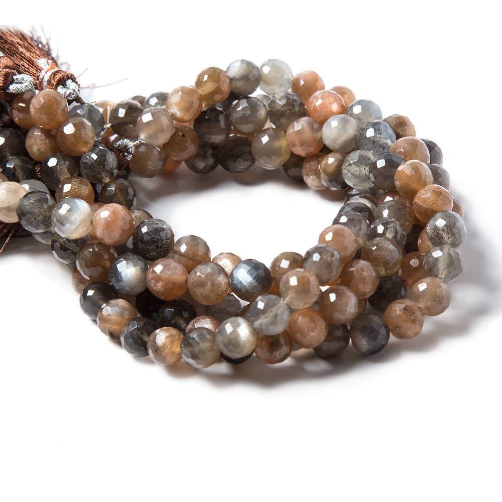 7.5 - 8mm Sunstone and Moonstone faceted rounds 8.5 inch 27 beads - The Bead Traders