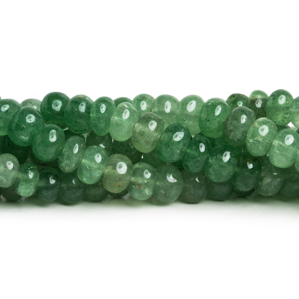 7.5 - 9mm Green Aventurine Plain Rondelles 16 inch 68 beads - The Bead Traders