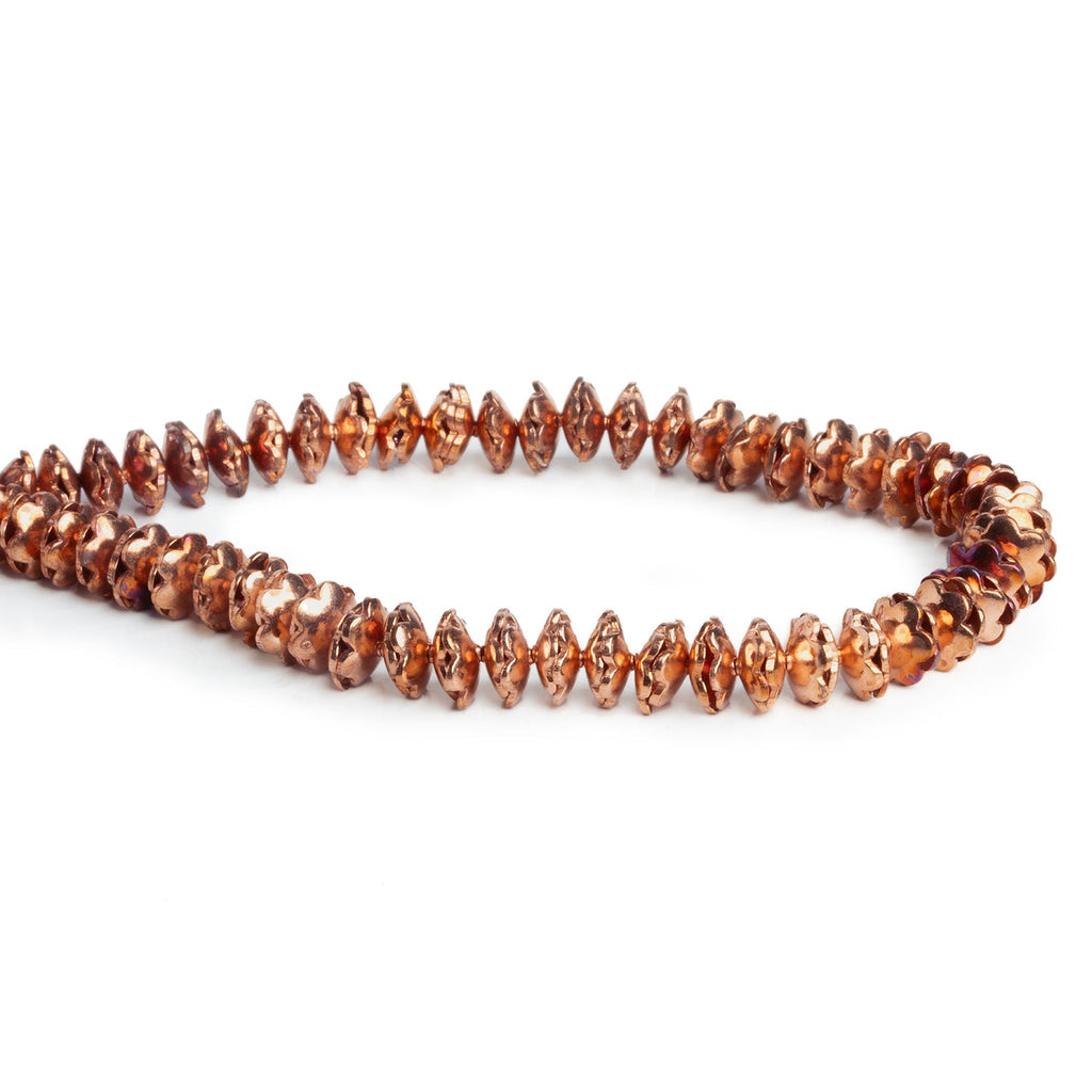 7.5mm Copper Flower Bead Cap 8 inch 100 beads - The Bead Traders