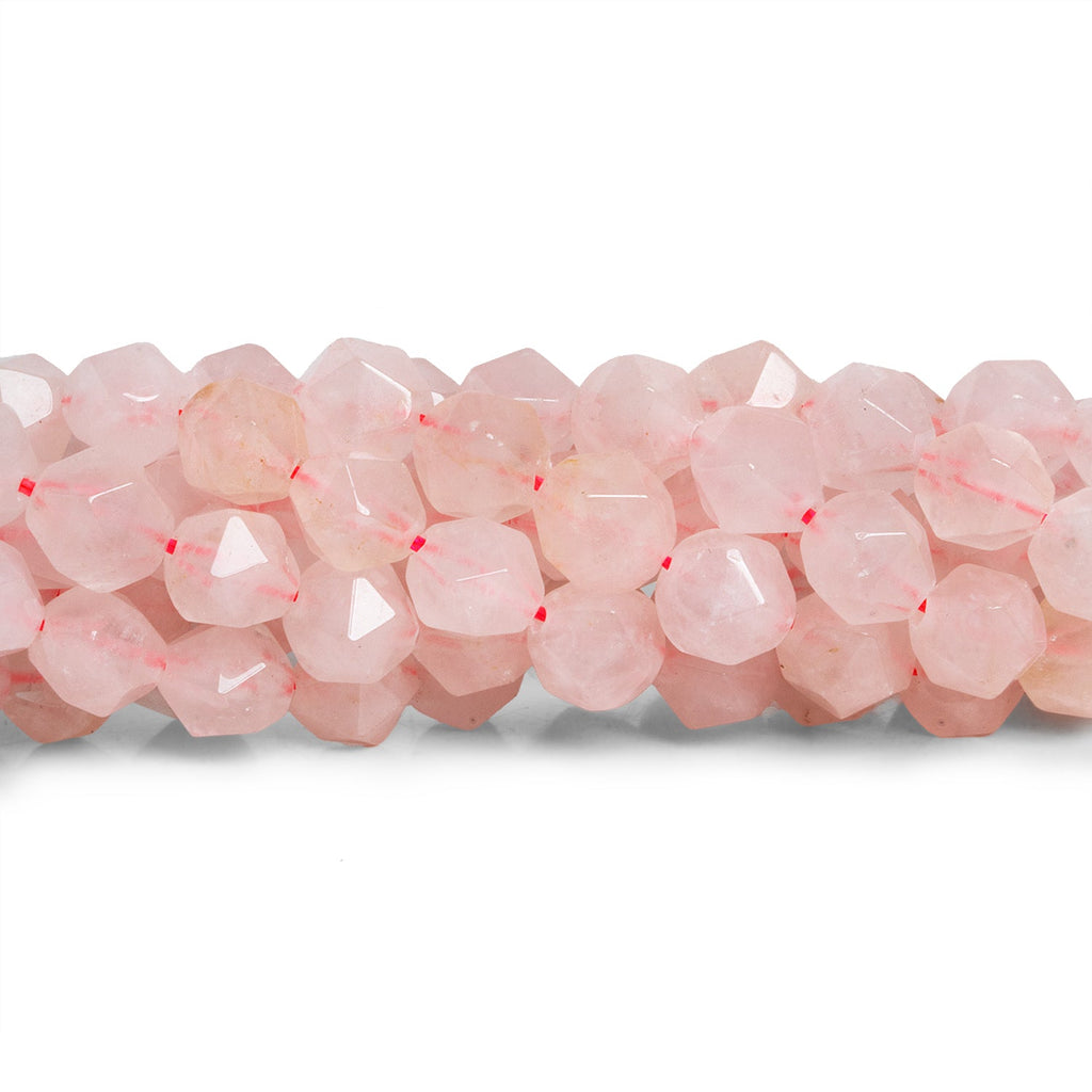 7.5mm Rose Quartz Star Cut Rounds 15 inch 47 beads - The Bead Traders