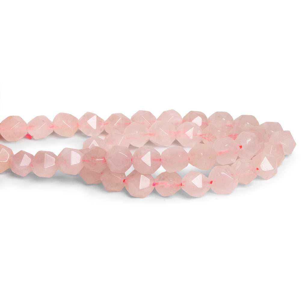 7.5mm Rose Quartz Star Cut Rounds 15 inch 47 beads - The Bead Traders