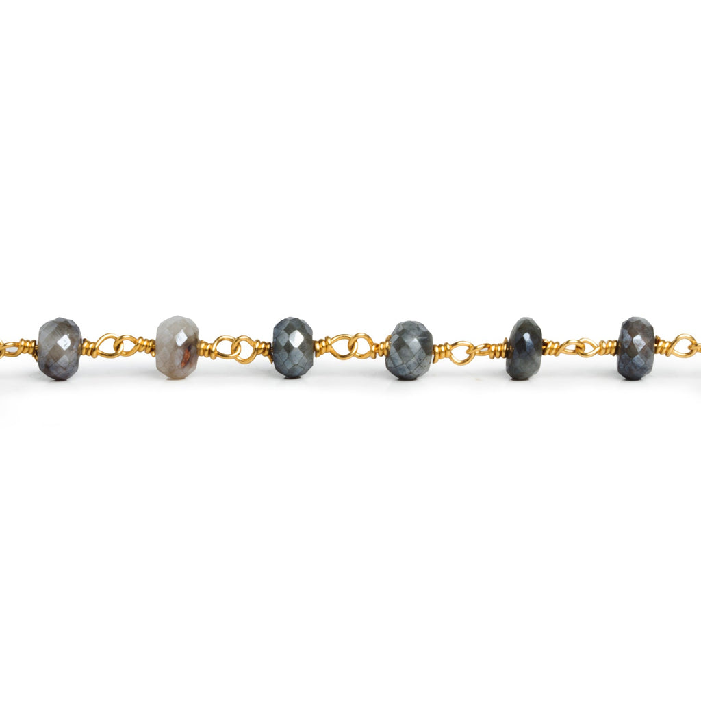 7mm Mystic Quartz Rondelle Gold Chain 24 beads - The Bead Traders