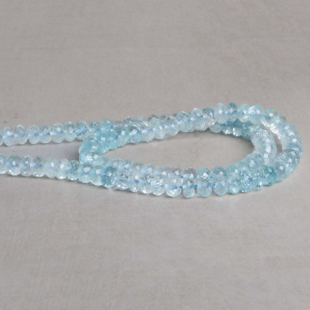 7mm Shaded Aquamarine Faceted Rondelles 16 inch 90 beads - The Bead Traders