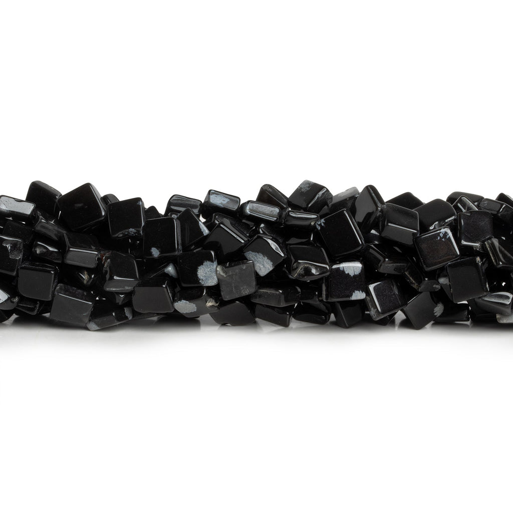 7mm Snowflake Obsidian Plain Diamonds 14 inch 40 beads - The Bead Traders