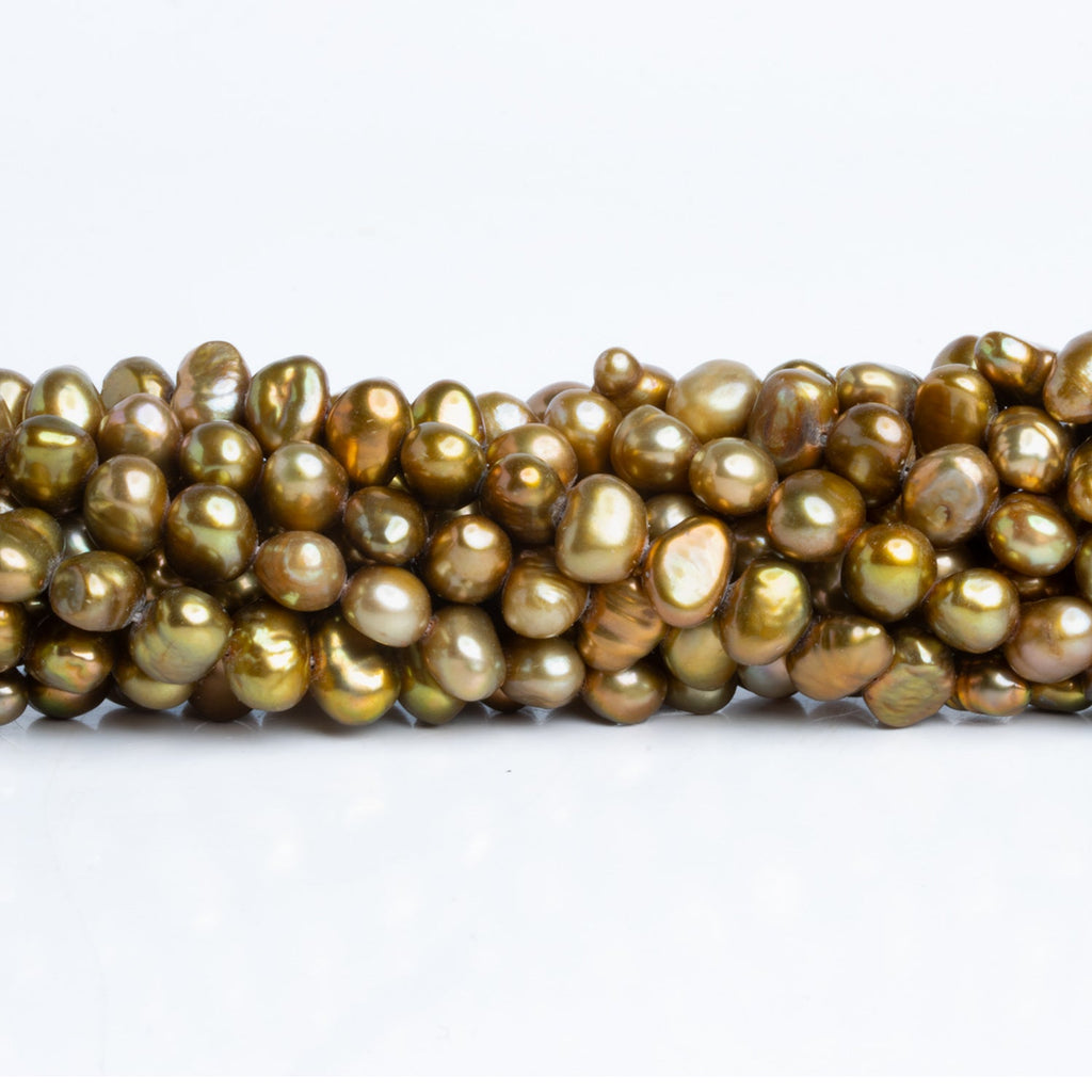 7x5mm Golden Baroque Pearls 15 inch 70 beads - The Bead Traders