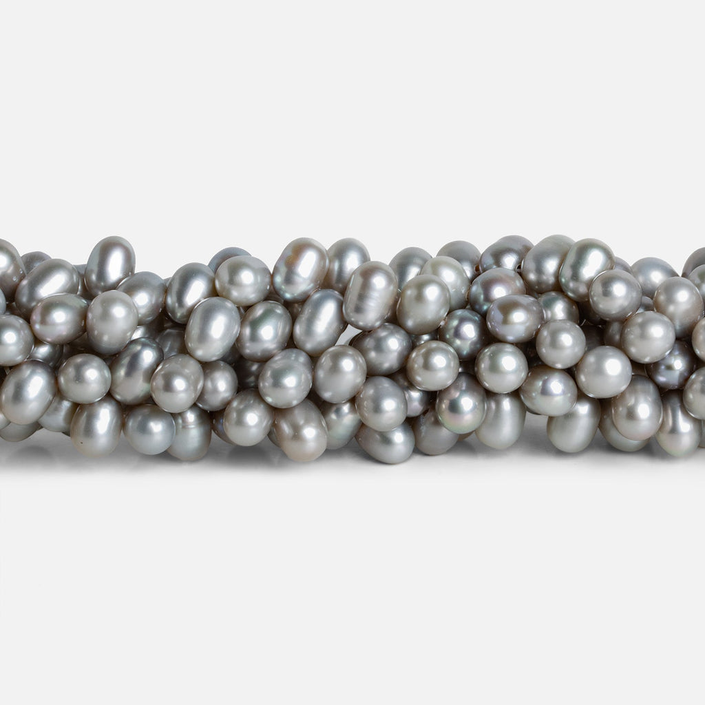 7x5mm Silver Top - Drilled Oval Pearls 15 inch 78 beads - The Bead Traders